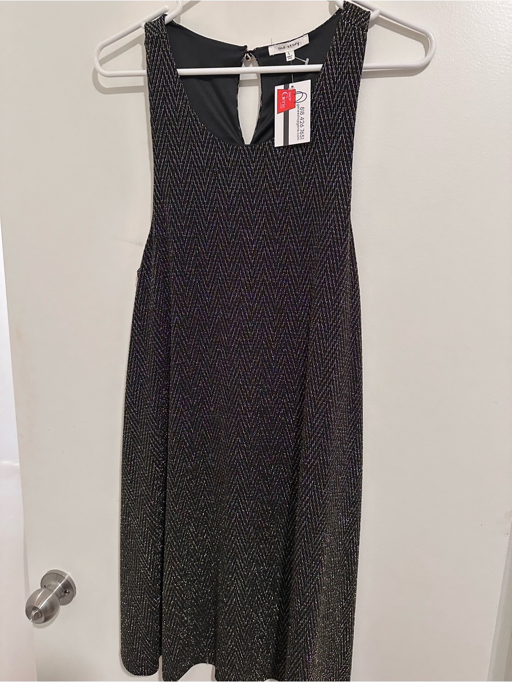 New York & Company Black Sleeveless Sparkle Midi Dress